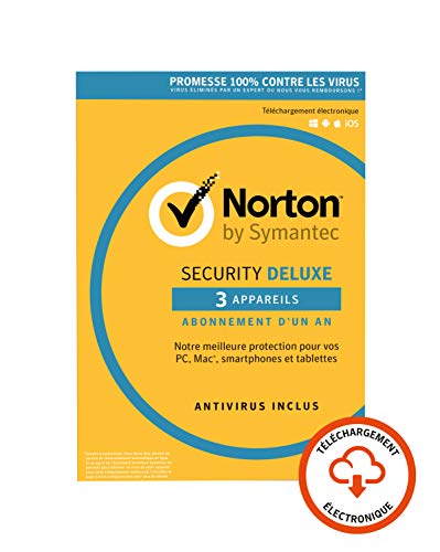 Norton Security Deluxe 2019 | 3 Appareils | 1 an | PC/Mac/iOS/Android | Téléchargement