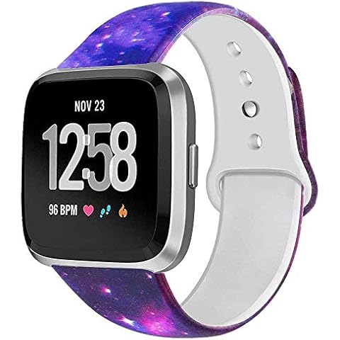 BATINY Watch Bands Compatible with Fitbit Versa/Versa 2/Lite/Special Edition Bands for Women Silicone Floral Printed Pattern Fadeless Replacement Strap Cover