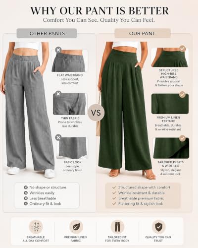Image of Jawdrobe Women's Pure Cotton Flare Palazzo Pant | Wide Leg Trouser | Casual Office Wear | Relaxed Fit- Semi-Elastic High Waist