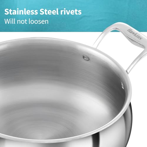 Image of Hawkins Pro 5 Litre Handi with Lid, Triply Stainless Steel Sauce Pan for Cooking and Serving Biriyani, Silver (PSH50S)