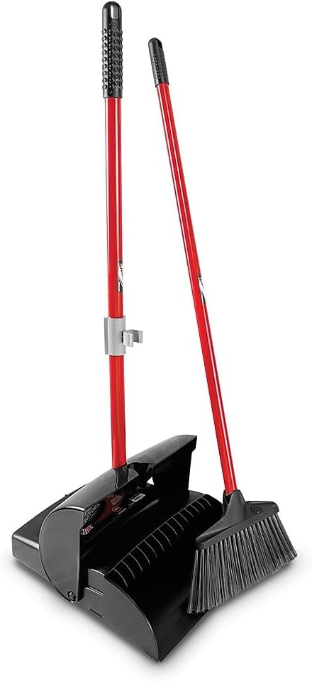 Libman 917 Professional Lobby Broom & Closed-Lid Dustpan - Easy Storage, Molded Teeth for Clean Sweeps, USA Made