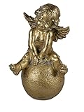 formano Engel auf Kugel Antik-Gold Patina 40 cm Dekoration Figur Putte