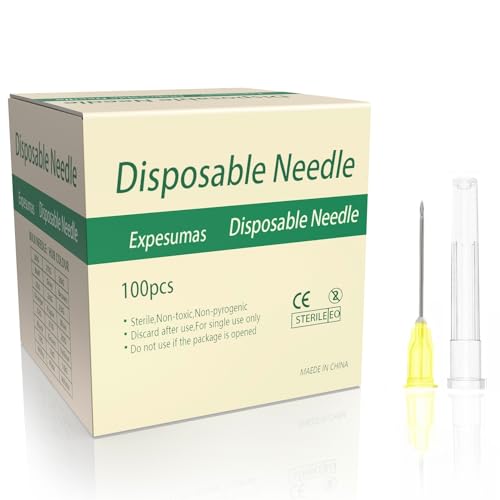 Image of 100 Pack 20Ga 1Inch Sterile Disposable Injection Needl with Cap for Scientific and Industrial Dispensing Needl Accessories