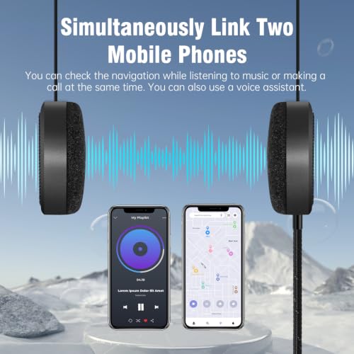 Image of EDYELL TW2S Motorcycle Helmet Bluetooth Headset, Connects to 2 Phones at The Same Time Using Music & GPS, Waterproof, Supports Android & iOS, Compatible with All Helmets, Gift for Motorcycle