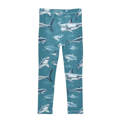 Grey White Shark Girls Leggings Kids Yoga Pants Dance Active Tights 4T2