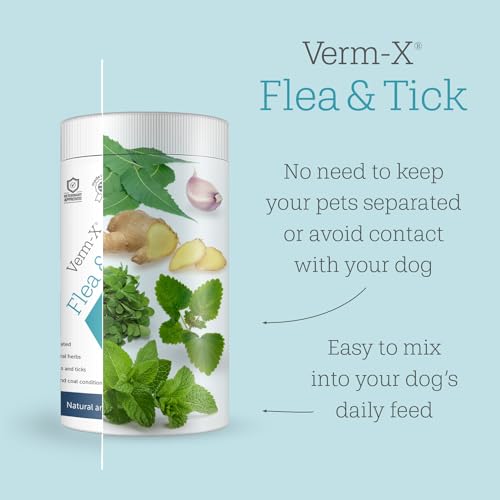 Verm-X Floh- & Zeckenpulver für Hunde, wirksames natürliches Abwehrmittel, 100% natürliche Inhaltsstoffe, umweltfreundlich