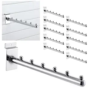 Coume 10 Pack 6 Ball Waterfall for Slatwall Panel, 12 Inch Round Tube Hanging Metal Slatwall Accessories Slatwall Hooks and Hangers for Clothing Retail Garage Shop Display (Chrome), SR-Coume-574678