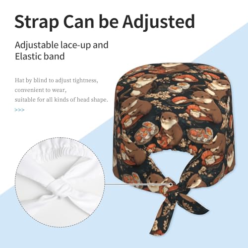 Image of Working Cap Scrub Cap with Sweatband Adjustable Unisex Tie Back Hat for Cleaning Farm Nursing