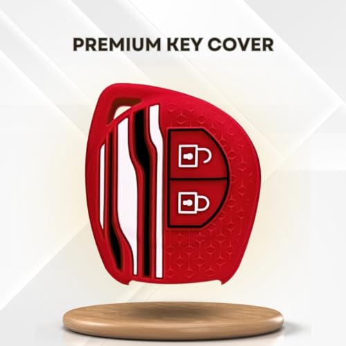 Image of KEYCEPT Tristar Key Cover for Suzuki Swift, Dzire, Ertiga, Baleno, Grand Vitara, Celerio, WagonR, Brezza, Scross, Fronx, Jimny, Ignis 2 Button Remote Key. (Red)