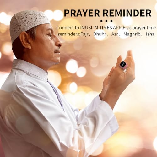 Image of Smart Tasbih Counter,20mm (10) Muslim Digital Azan Alarm Clock Zikr Ring,APP Support Digital Counter Prayer Reminder Rings, Waterproof 4 Digit Finger Counter for Muslims(Pink)