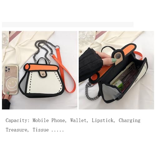 Funny 2D Cartoon Crossbody Bag Creative Cute Handbag 3D Style 2D Drawing Canvas Bag for Women & Men4