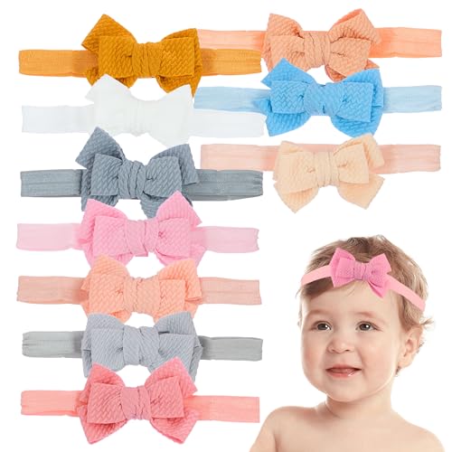 EXPRESSIONS 10pc Baby Headbands and Bows - Extra Stretchy For Newborns & Toddler Headbands | Cute Baby Headwraps, Baby Girl Hair Accessories, Baby Girl Essentials