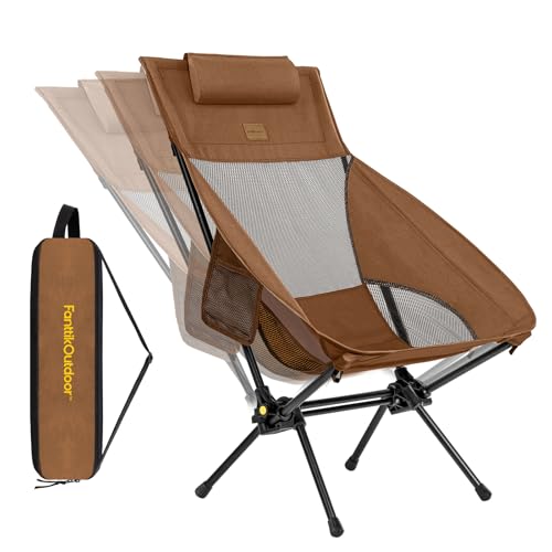 Image of FanttikOutdoor Zeta L8 Max Camping Chair, Portable & Lightweight, Comfort-Driven Foldable Rocking Chair with Carry Bag for Camping, Hiking, Patio, Fishing, Support up to 250 lbs, Brown