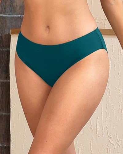 Image of Daci Women's Mid-Rise Full-Coverage Bikini Bottom | Mid-rise bikini bottom with full rear coverage in 82% nylon and 18% spandex for comfortable swimming and beachwear