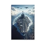 XYSXYCP Leinwandbild, Militärposter, mächtiger Flugzeugträger, modernes Wohnzimmer, Schlafzimmer, Dekoration, 60 x 90 cm