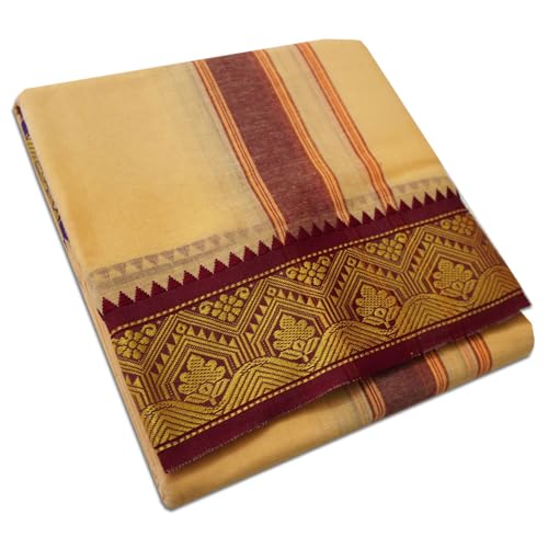 Image of vimayam pure cotton 3 inch border colour dhoti 9X5(Assorted Border design and colours)