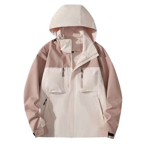 DUHENWU Chubasquero para hombre, impermeable, transpirable, chaqueta de entretiempo, ligera, cortavientos, cortavientos, chaqueta para exteriores plegable con bolsillos y capucha, chaqueta softshell