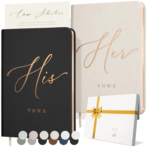 Image of ARTESORI Vow Books His and Hers - Linen Wedding Vow Books Perfect as Bride & Groom Gifts, Wedding Registry Ideas - His & Hers Gifts Wedding Vow Book - Wedding Essentials & Accessories [Ivory & Black]