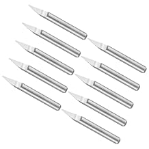 Engraving CNC Router Bits, 0.4mm 0.016" Tip Width 30 Degree Angle 1/8" Shank Solid Carbide 2-Flute V Groove Carving Bits - Applications for Wood Acrylic Plastic, 10-Pieces