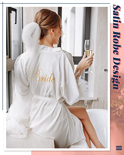 Jecery 12 Pcs Bridesmaid Robes Bride Kimono for Wedding Day Satin Embroidered Bridal Party Robes3