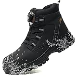 [Aoop] 安全靴 メンズ ダイヤル式 作業靴 防水 踏み抜き防止 セーフティーシューズ 軽量 滑り止め あんぜん靴 通気 鋼先芯 ハイカット おしゃれ ワークブーツ 682/black/43
