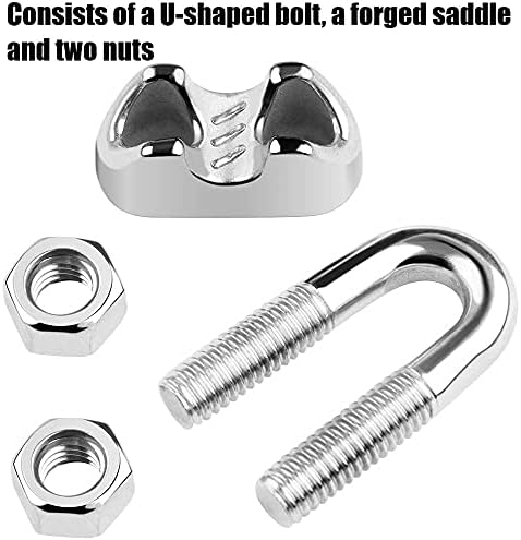 KAHEIGN 20Pcs Wire Rope Clips, Stainless Steel M5 Cable Clamp U Bolt Saddle Fastener Clip for Rigging Rope and Tension Cable (Ø 5mm)
