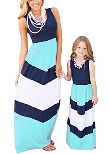 TYQQU Mother and Daughter Me Dresses Boho Flare O-Neck Dress Parent-Child Sundress Family Matching Outfits