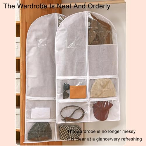 Garmet Bags Travel Hanging, Garment Bags with Small Object Storage Compartment, Viewing Window, Suitable for Jackets, Shirts, Coats(60x120cm/24x47in)4