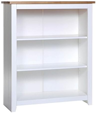 UniqueChic Furniture Capri Painted White & Wood Low Bookcase