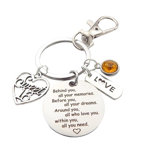 Sweet 16 Keychain Gifts for 16 Year Old Girls Birthday Jewelry for New Drivers Sweet Sixteen Happy Birthday Gift Saphire