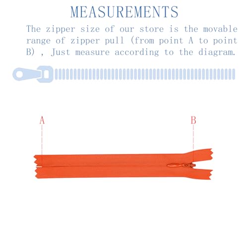 Image of ANPURZII 2PCS #3 24 Inch Vermilion Orange Invisible Zippers for Sewing Skirts, Nylon Coil Bulk Zippers for Pocket, Pillow(Vermilion Orange 24 inch 2PCS)
