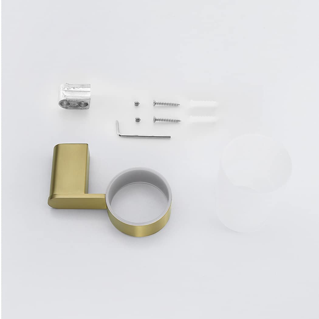 WRIST Zahnbürstenhalter, Wandmontierter Badezimmer-Becherhalter Aus Edelstahl, Gebürstetes Gold, Zahnbürsten-Becherhalter Und Einzelbecher Aus Glas