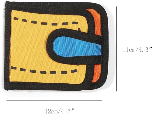 Funny 2D Cartoon Wallet Creative Cute Wallet 3D Style 2D Drawing Cartoon Wallet for Women Men (Yellow)2