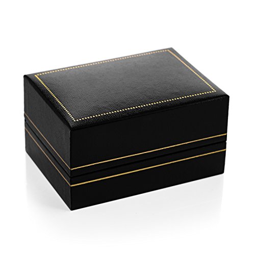 Autiga Edles Ring-Etui für 2 Ringe, Ringbox für Trauringe und Eheringe, Hochzeit schwarzes Kunstleder mit Goldkante schwarz