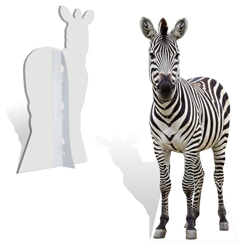 Image of 2FT Zebra Life Size Cardboard Cutout Standup for Party Decor | Zebra Cardboard Cutout Standup, 1 PC, for Events, Birthday, Photos, Party Decoration, Weddings, Holidays, Gifting