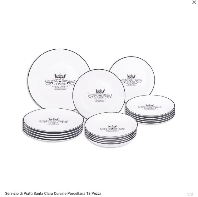 Santa Clara Cuisine - Juego de platos de porcelana de 18 piezas