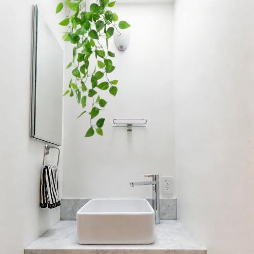 Image of LOYWREE Small Fake Hanging Plant Artificial Potted Plants for Indoor Outdoor Aesthetic - 39in Realistic Faux Hanging Pothos with Ivy Vine for Shelf Decor in Home Office Gardens Greenery (White Pot)