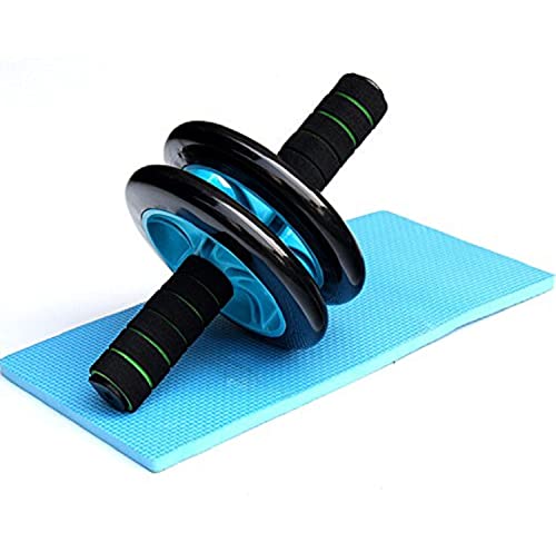 SKYFUN (LABEL) Anti Skid Double Wheel Full Body AB Roller Core Abdominal Exerciser Workout Stomach Exercise Training With Knee Mat Steel Handle-Assorted Color