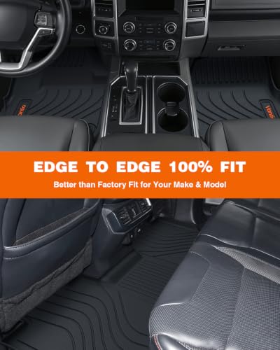 Image of Front Floor Mats for Chevy Silverado & GMC Sierra 1500 /2500HD /3500HD 2019-2025 2026 Crew Cab (with 40-20-40 Bench Seat), All-Weather TPE Custom Fit Floor Liners
