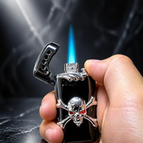 Encendedor Cool Torch con diseño de calavera y llama de gas butano miniatura 4