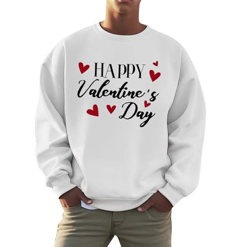 Generisch Suéter informal con cuello redondo y estampado de letras para el día de San Valentín para hombre y mujer, cárdigan de invierno para hombre, Blanco, M