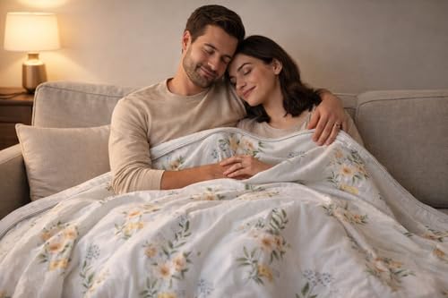 Image of Pure Cotton 3-Layered Reversible Dohar for Single Bed 60 x 90 Inches | Super Soft Lightweight AC Blanket /Quilt | All-Season Comfort & Washable Printed Cotton Dohar (Pack of 2) - Design 6