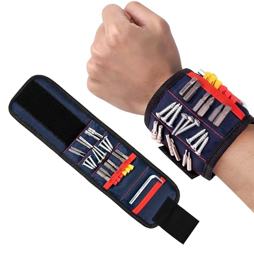 Muñequera Imantada DIY Pulsera de Herramientas Magnética Fuertes para Sujetar Tornillos Clavos Brocas Regalo único para Padres Novios (Azul)