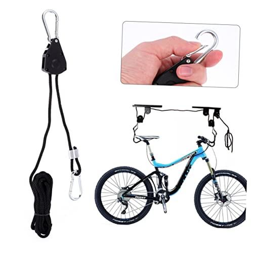 Uonlytech Cordón De Polea De Metal Mosquetón Correas De Levantamiento De Pesas Percha De Cuerda De Trinquete Ligera para Cultivo Cinturón Perchas Llave Inglesa SOGA Manos Black Polipropileno