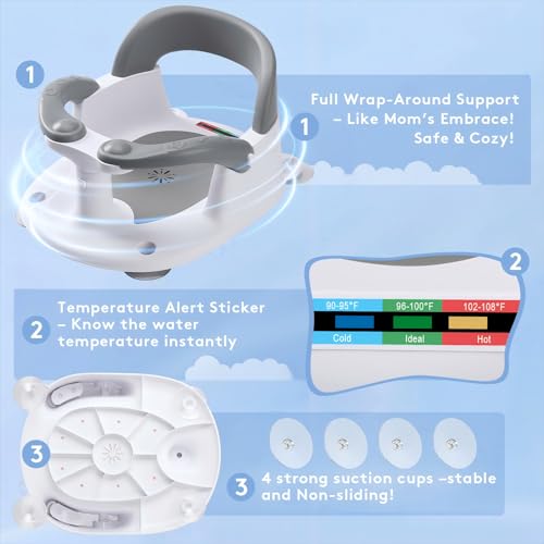 image for NFSVLB Baby Bath Seat for Babies 6 Months & Up Sitting Up with Tempera