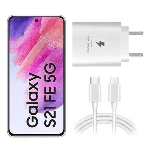 Image of MAK 25W Charger with Cable for Samsung Galaxy S21 Fe 5G Charger Adapter Compatible with Galaxy S21 Fe 5G Charger, 25 Watt USB Type C to C Pd Charging Adapter C Type, White