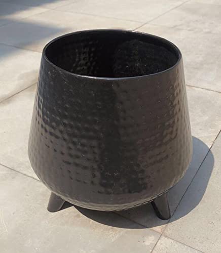 Casa Rustica Metal Flower Pot, Bucket, Set of 1 Suitable for Indoor, Outdoor Plants (Black)