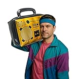 Large Inflatable Boombox | Inflatable Boom Box | 80s Hip Hop Boom Box | Old School Boombox | Blow Up Stereo 90s | 80s Hip Hop Party Decorations | Rap Costume Accessories (Gold)