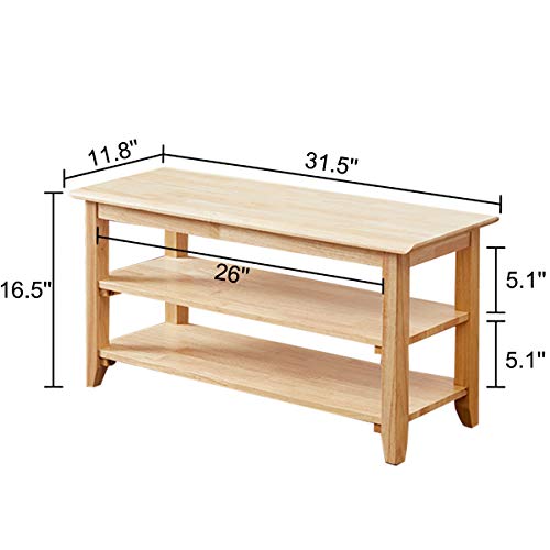 Image of XKZG Storage Bench Wooden Shoe Rack Bench Simple Style Wood Entryway Bench (Natural,31.5 inch)