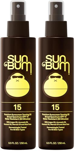 Image of Sun Bum SPF 15 Moisturizing Tanning Oil - Vegan and Hawaii 104 Act Compliant (Octinoxate & Oxybenzone Free) - Broad Spectrum Moisturizing - UVA /UVB Protection - 8.5 oz (Pack of 2)